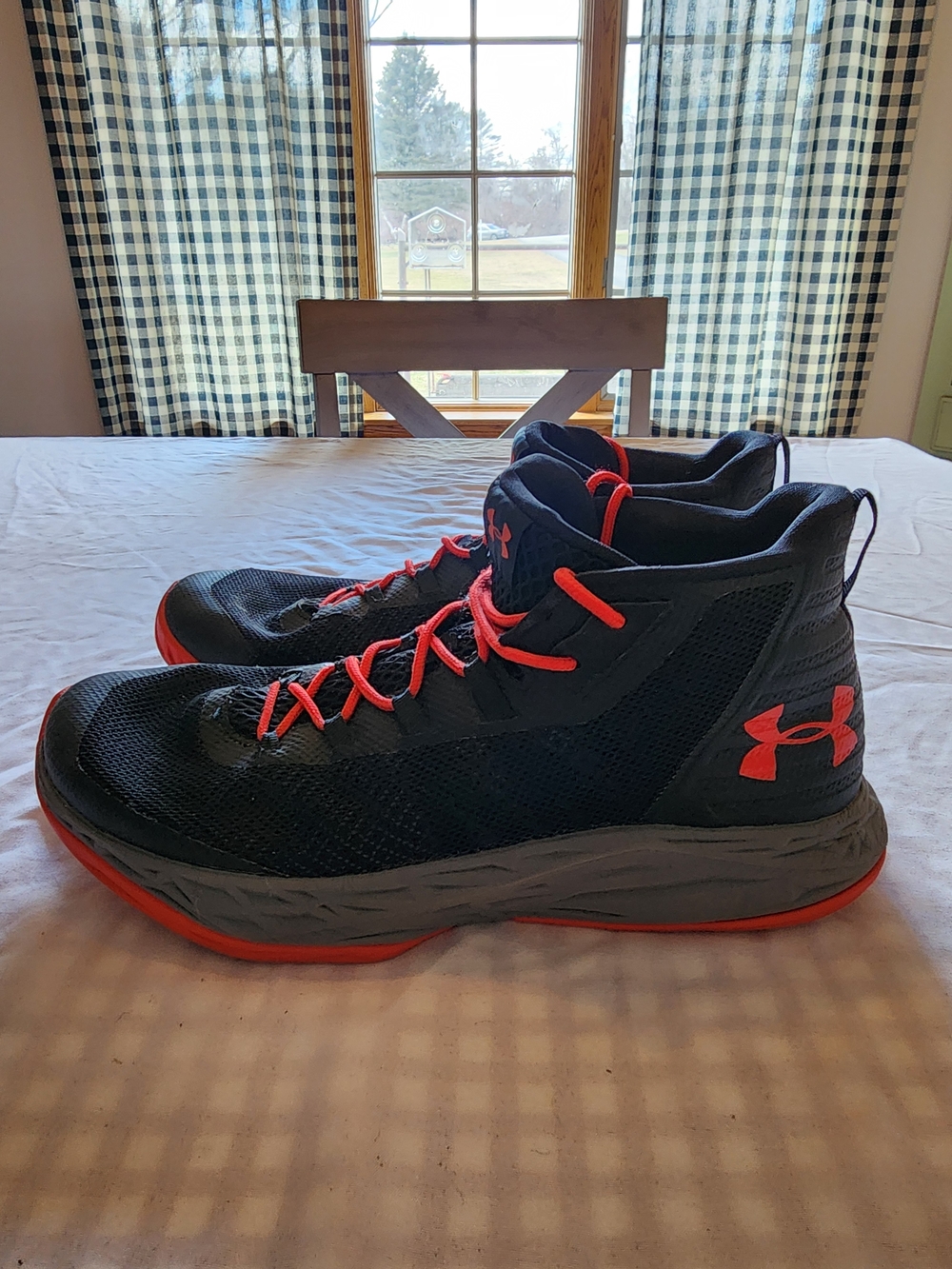 Under Armour Men's High-Top Basketball Shoes - Black with Red Accents
